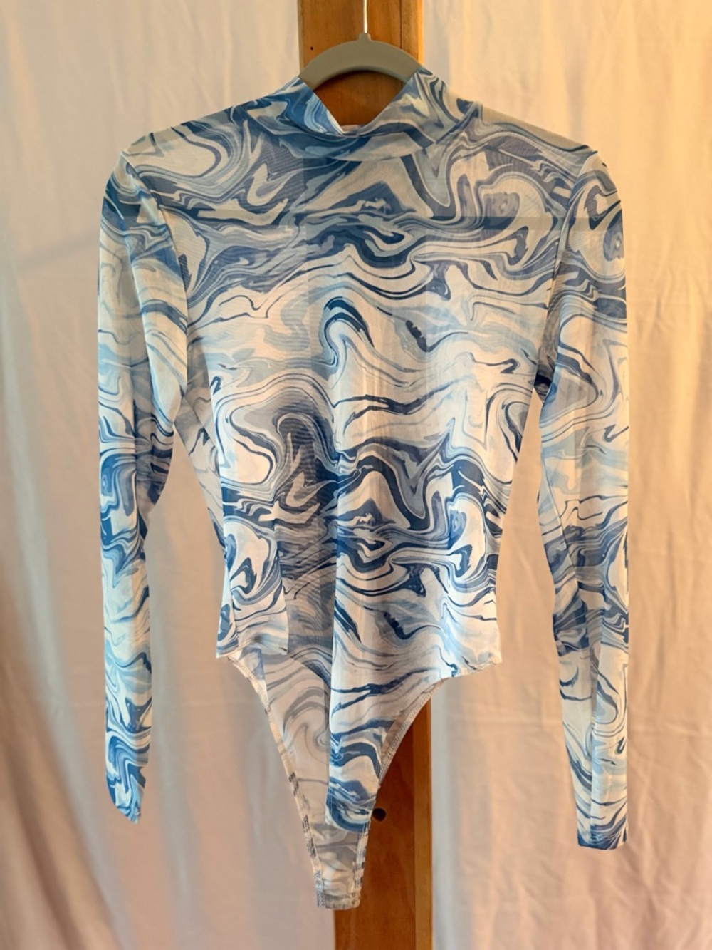 Blue Marble Long-Sleeve Turtleneck Bodysuit